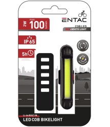 Entac Tölthető LED Biciklilámpa 2W, Fehér–Piros Fény, Műanyag Ház, 100 lm