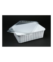 Többször használható szögletes műanyag tál+fedél 1000ml